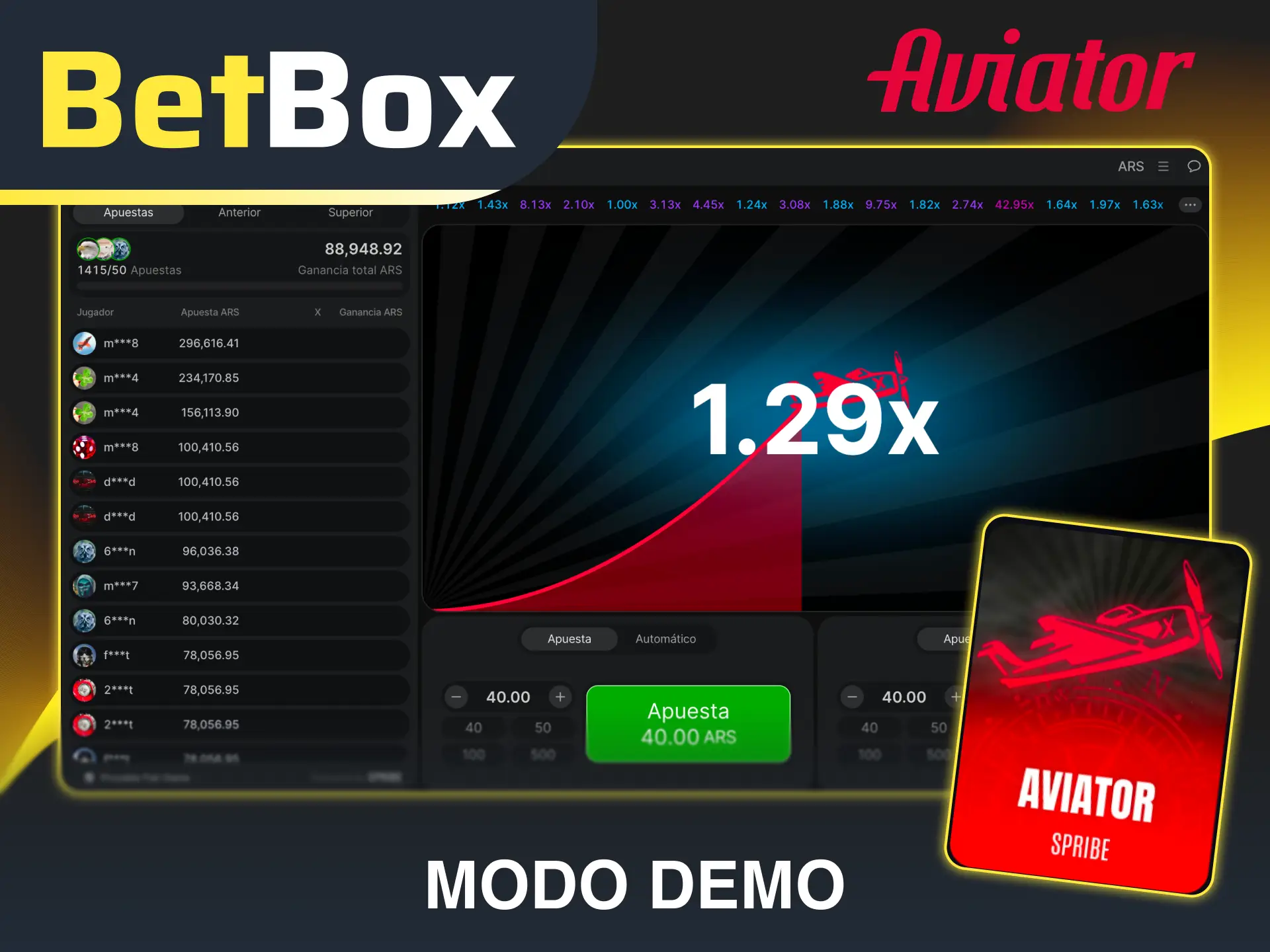 Probá gratis el modo demo de Aviator en Betbox sin arriesgar dinero.