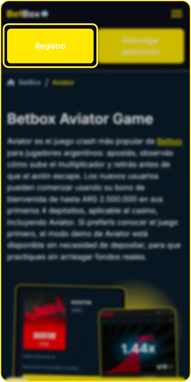 Completá el formulario para registrarse en la guía de Betbox para Aviator.