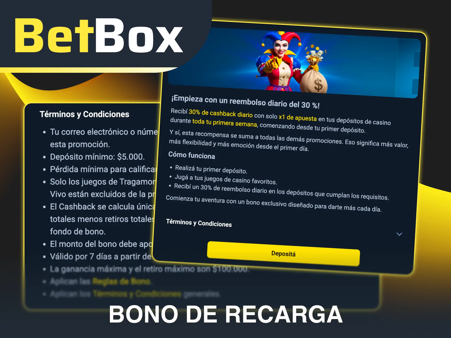 Solicita tu bono de recarga semanal dentro de la plataforma de Betbox.