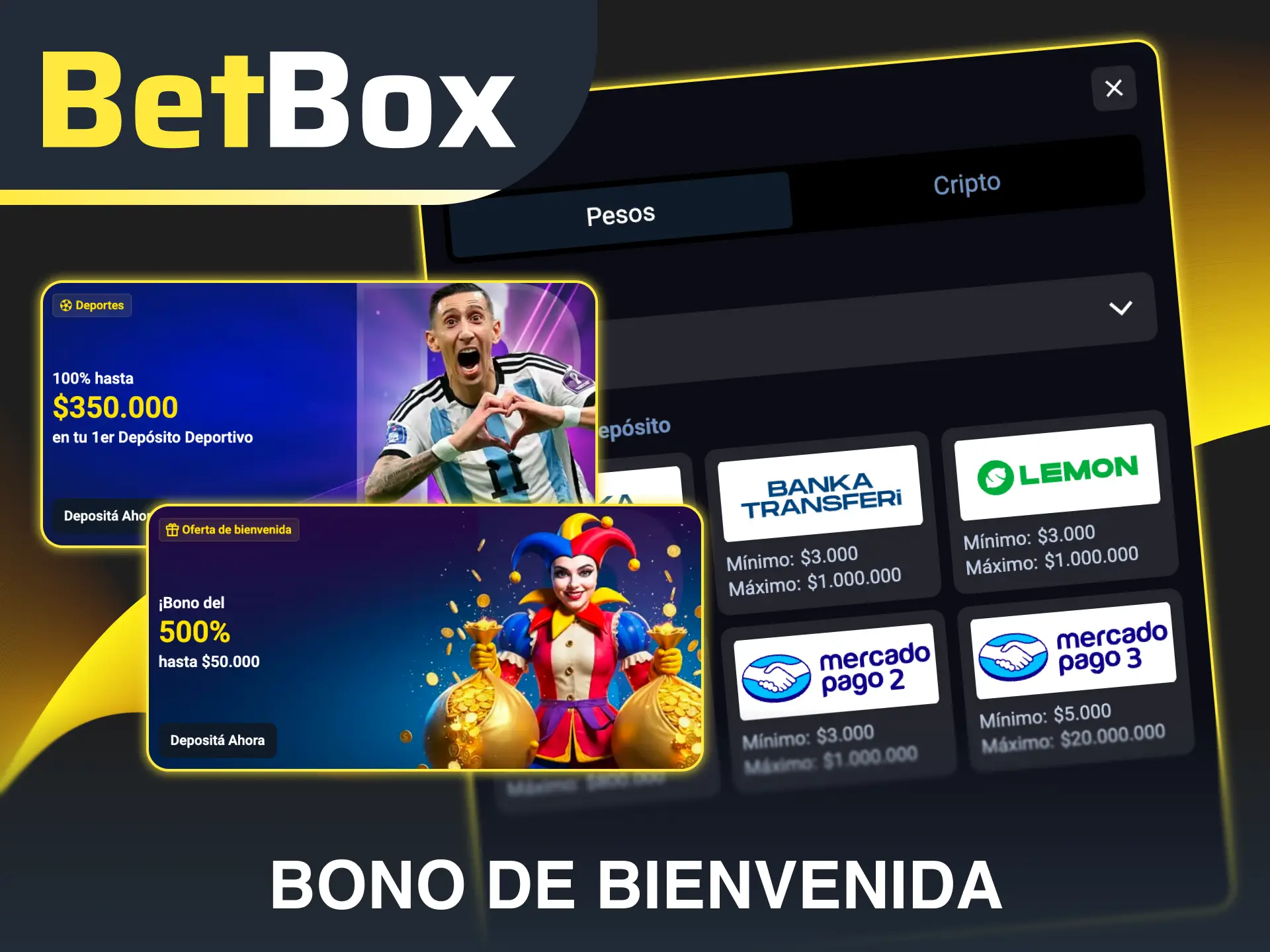 Reclamá tu gran bono de bienvenida por primer depósito en Betbox oficial.