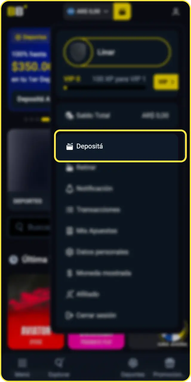 Ingresá a la sección de depósito siguiendo las detalladas instrucciones de Betbox.