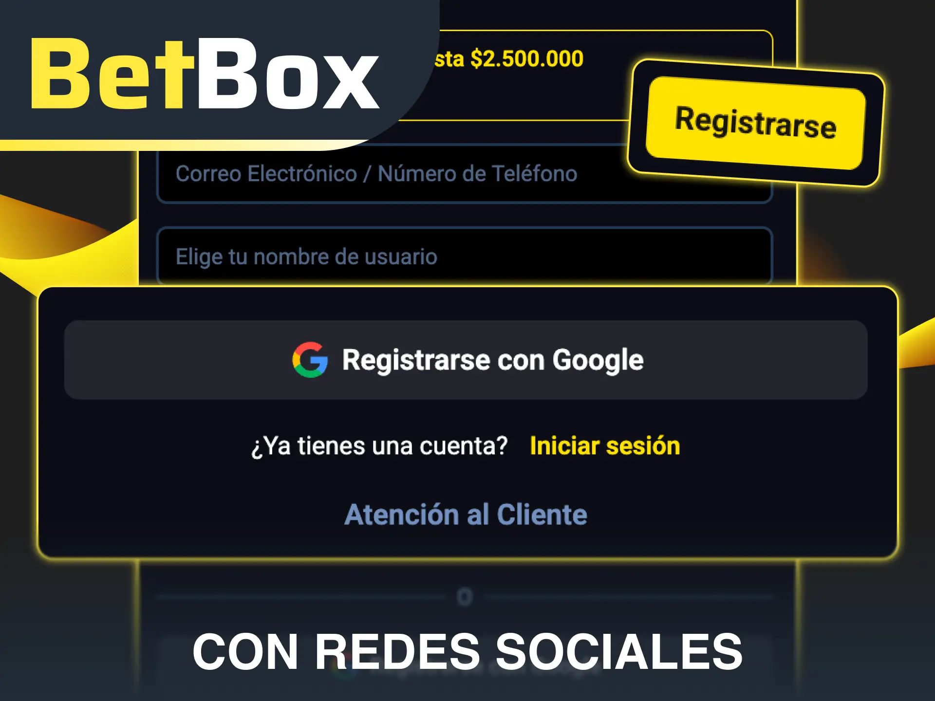 Conéctate fácilmente mediante el inicio de sesión con redes sociales en Betbox.