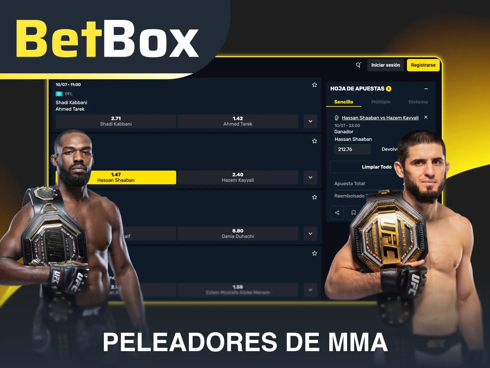 Elige a los peleadores de MMA más populares para apostar en Betbox.