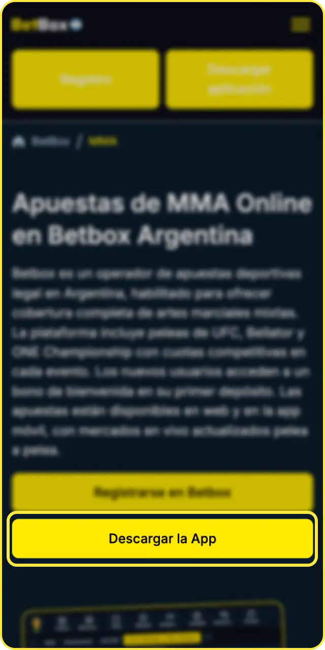 Recordá acceder al sitio desde el navegador de tu celular para la app de Betbox.