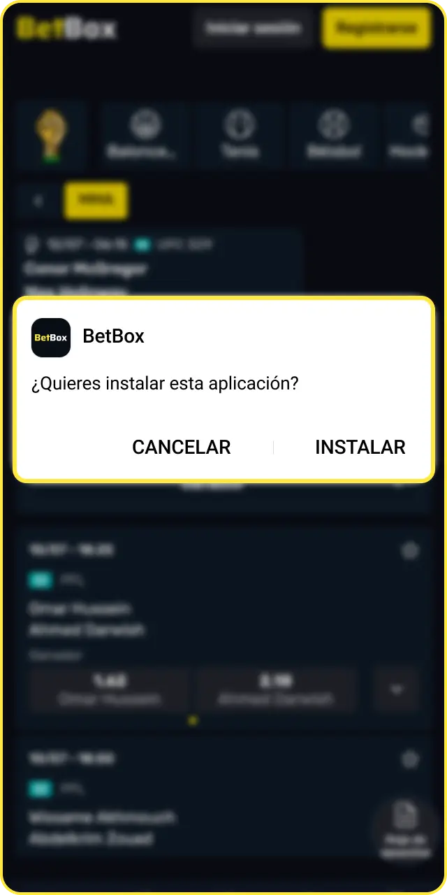 Buscá el botón correcto para ir a la sección de descarga de la app de Betbox.
