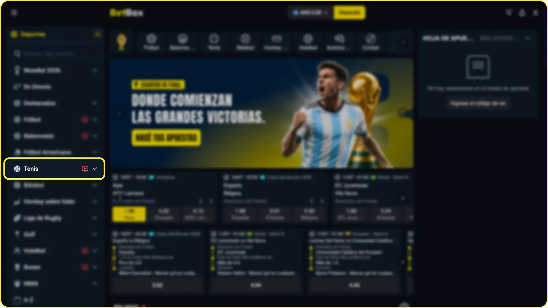 Dirigite al menú deportivo para ir a la sección de MMA en Betbox.