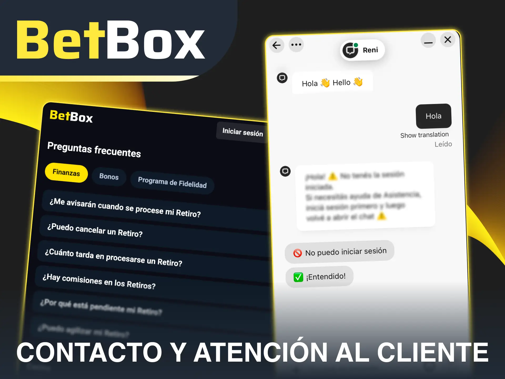 Ponete en contacto y soporte al cliente de Betbox para resolver tus dudas.