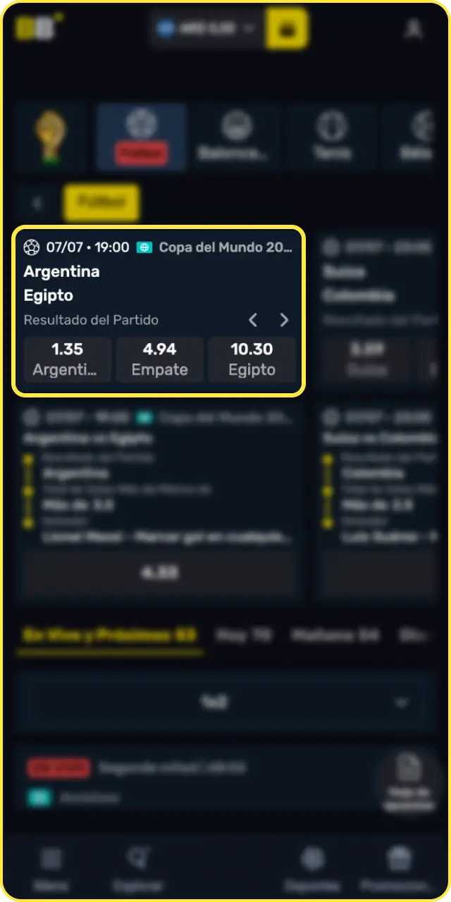 Seleccioná tu mercado preferido antes de ver cómo realizar tu primera apuesta en Betbox.