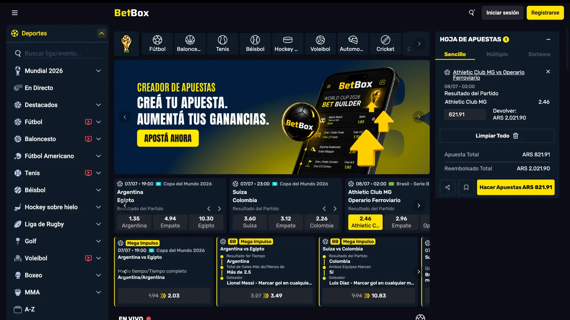 Hacé apuestas deportivas con excelentes cuotas en el sitio oficial de Betbox.