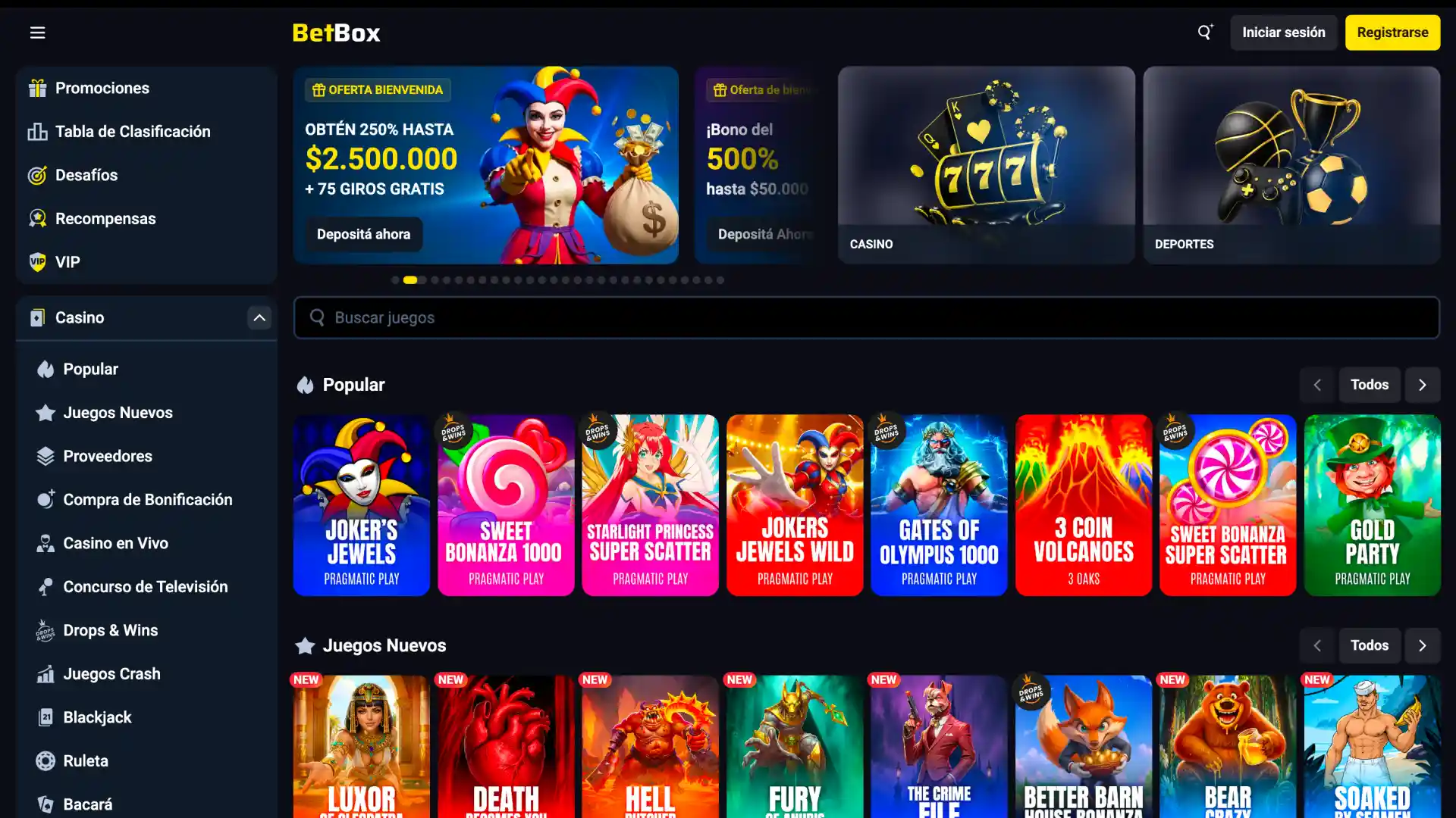 Explorá la página de inicio en el sitio oficial de Betbox para ganar hoy.