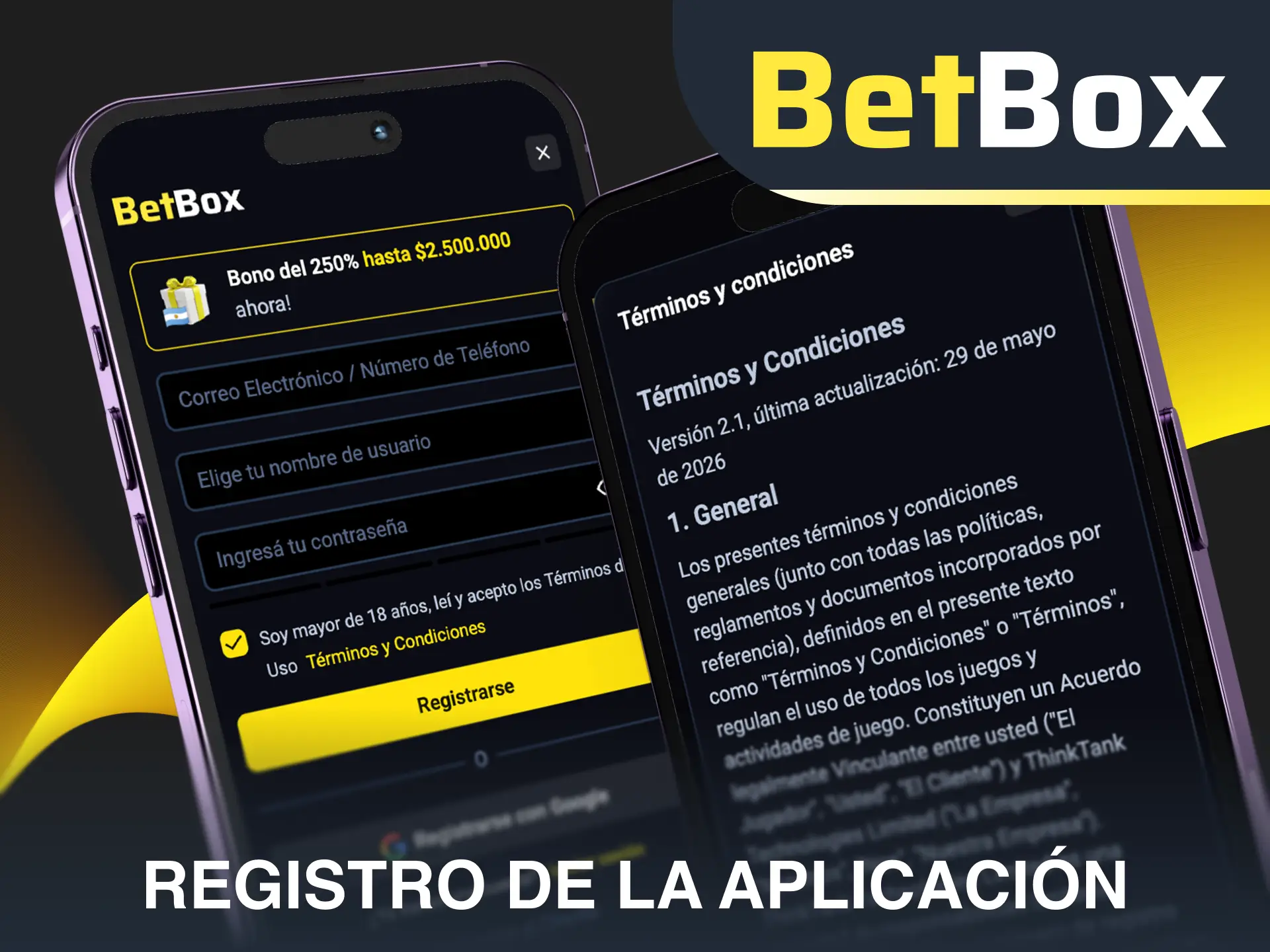 Regístrate desde cualquier lugar a través de la aplicación móvil de Betbox.