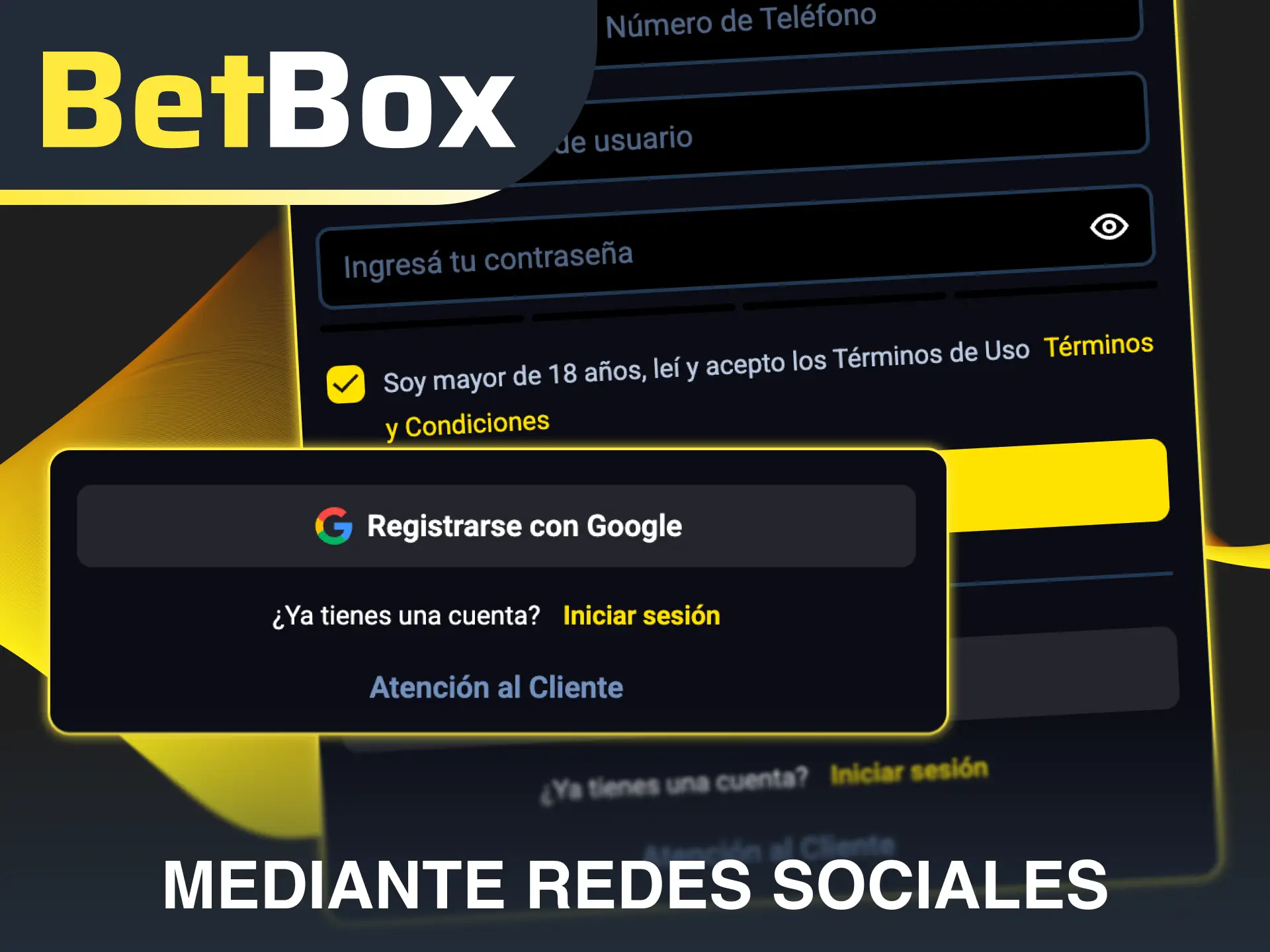 Conecta tu perfil usando el registro mediante redes sociales en Betbox fácilmente.