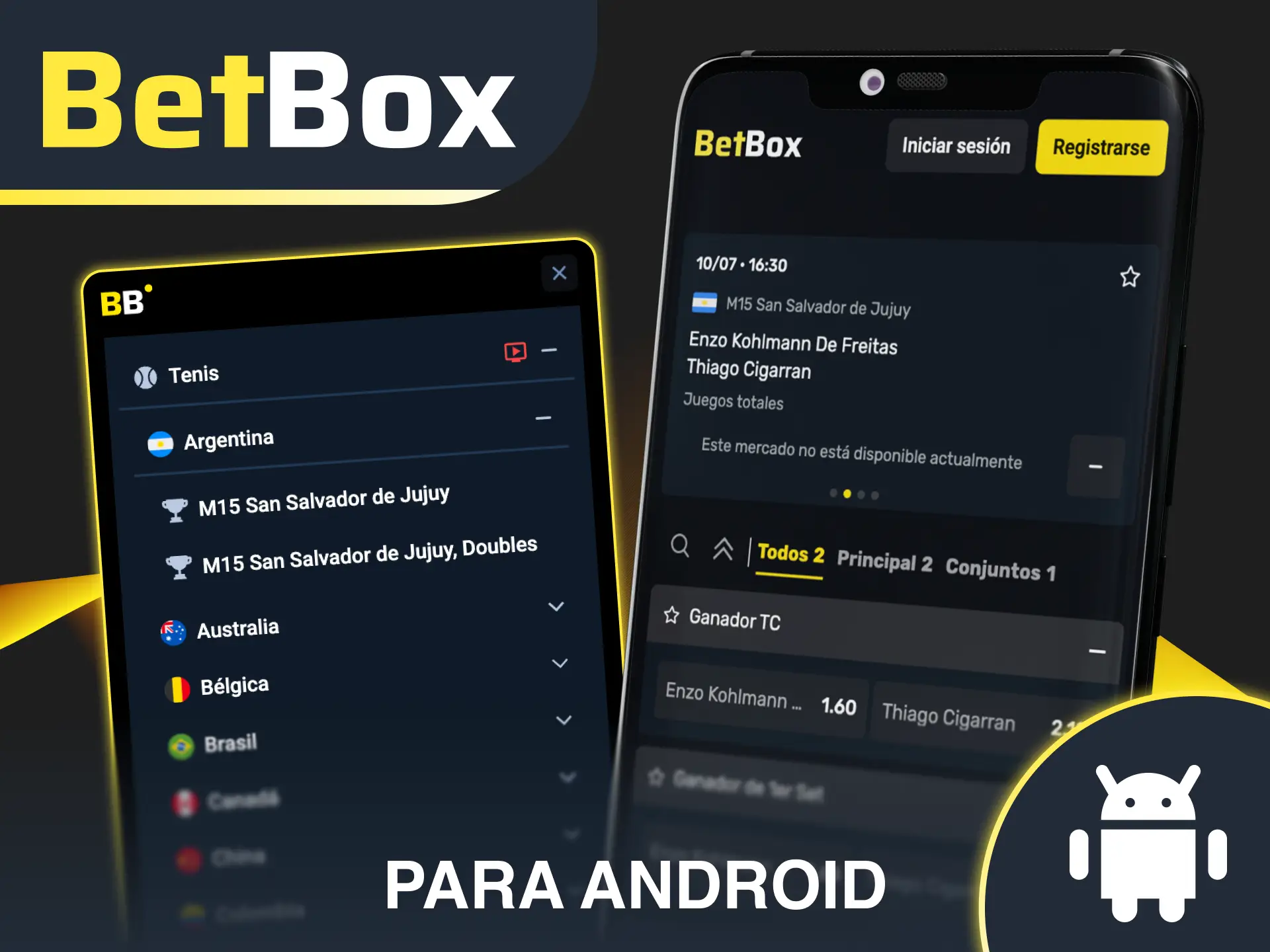Sigue las instrucciones y completa la guía de instalación para Android en Betbox.
