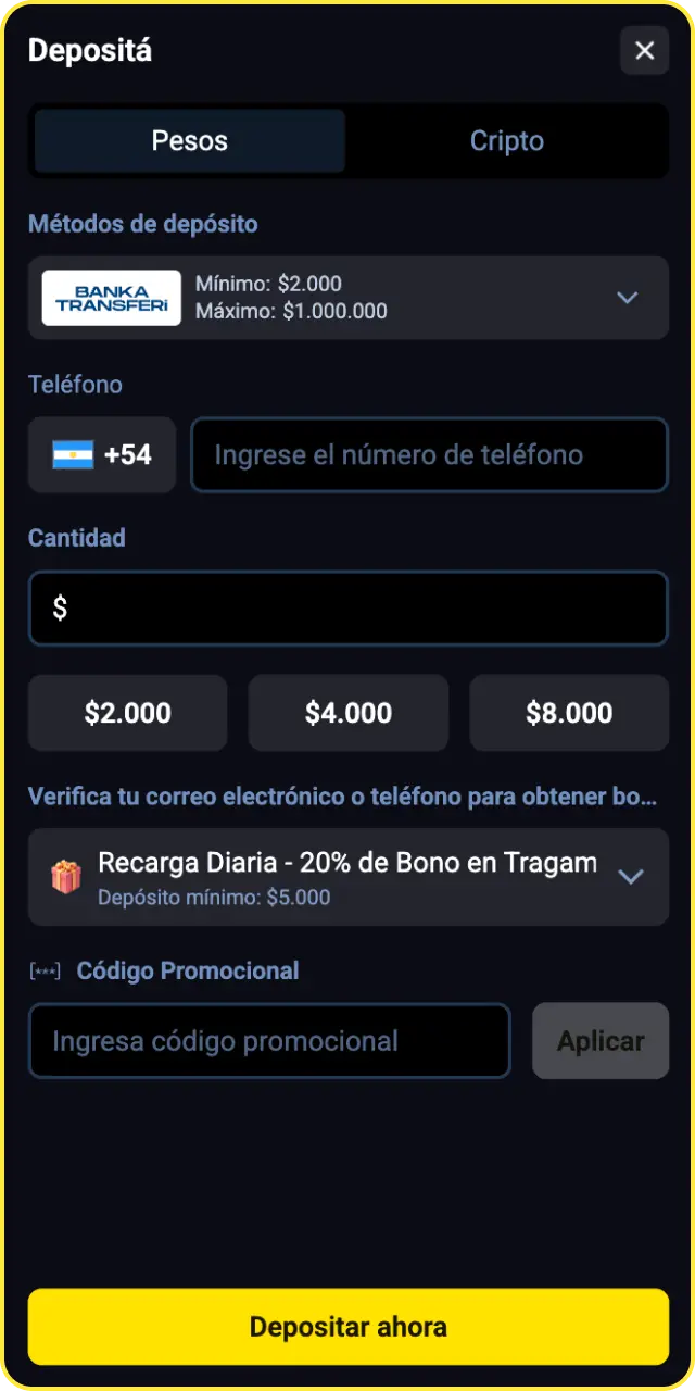 Realizá un depósito seguro de fondos para jugar tragamonedas en Betbox.